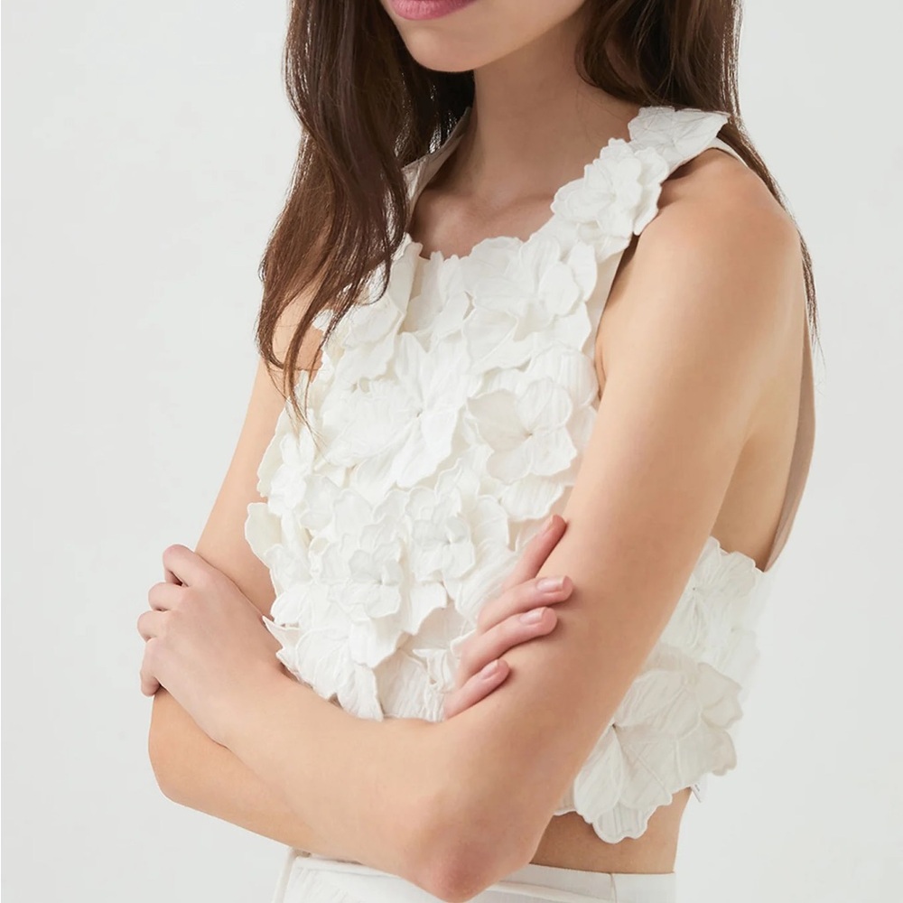 Aje White Floral Crop Top NWOT